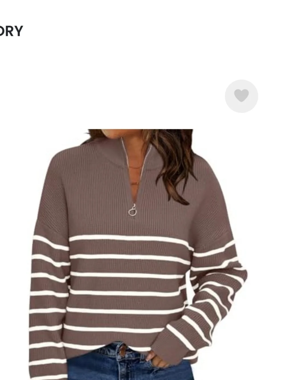 LILLUSORY Quarter Zip Striped Oversized Collar Pullover Sweater Knit XL - Picture 1 of 4